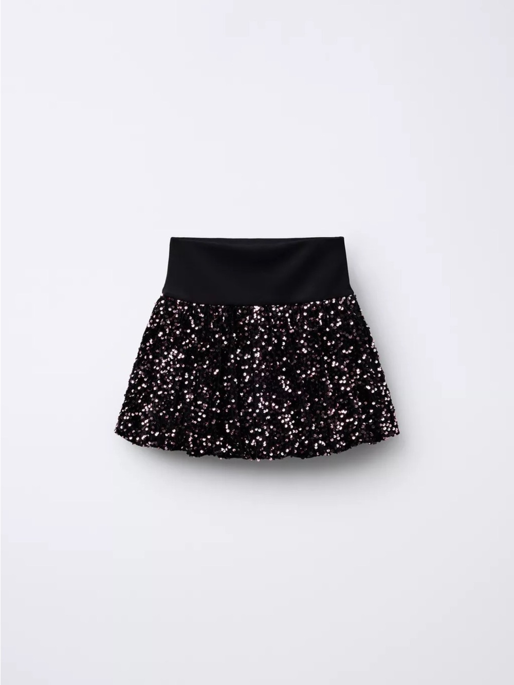 Zara Black Sequin Flared Skirt